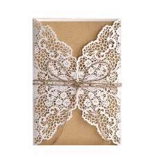 Lace Invitation Card Brown Paper Laser Cut Paper 